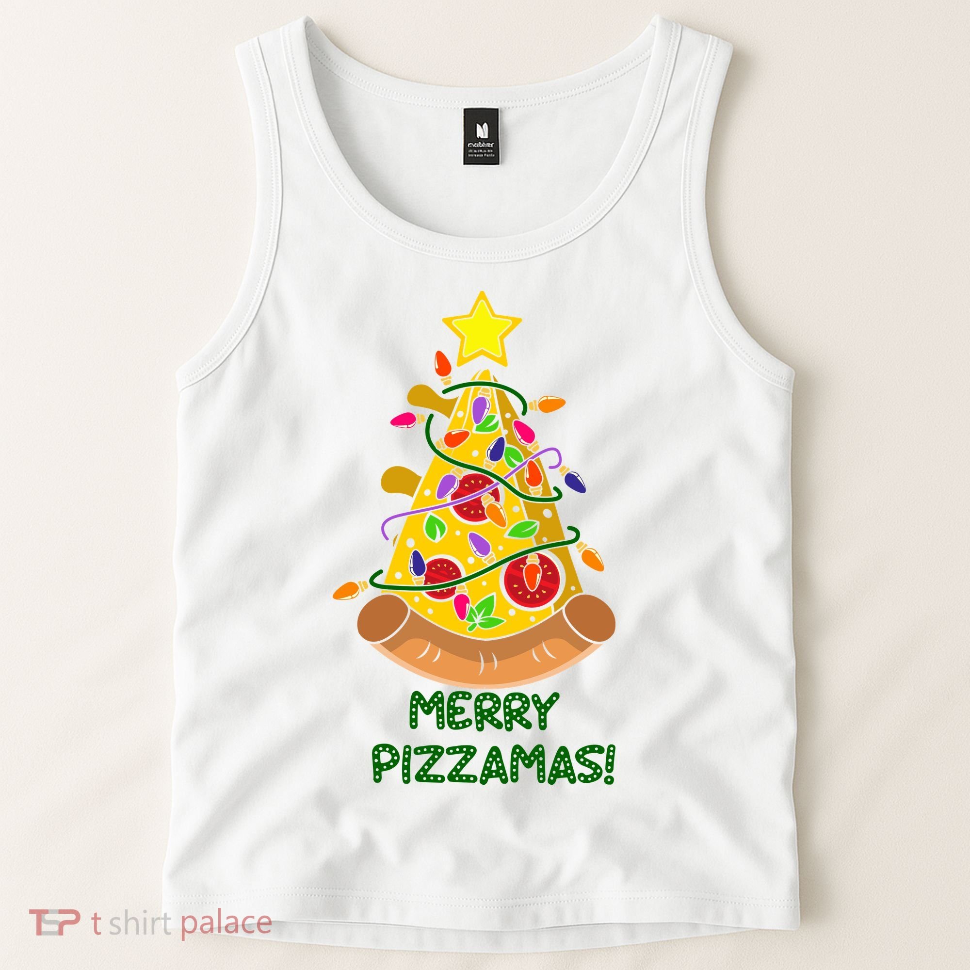 Merry Pizzamas Christmas Pizza Lover Gift Tank Top