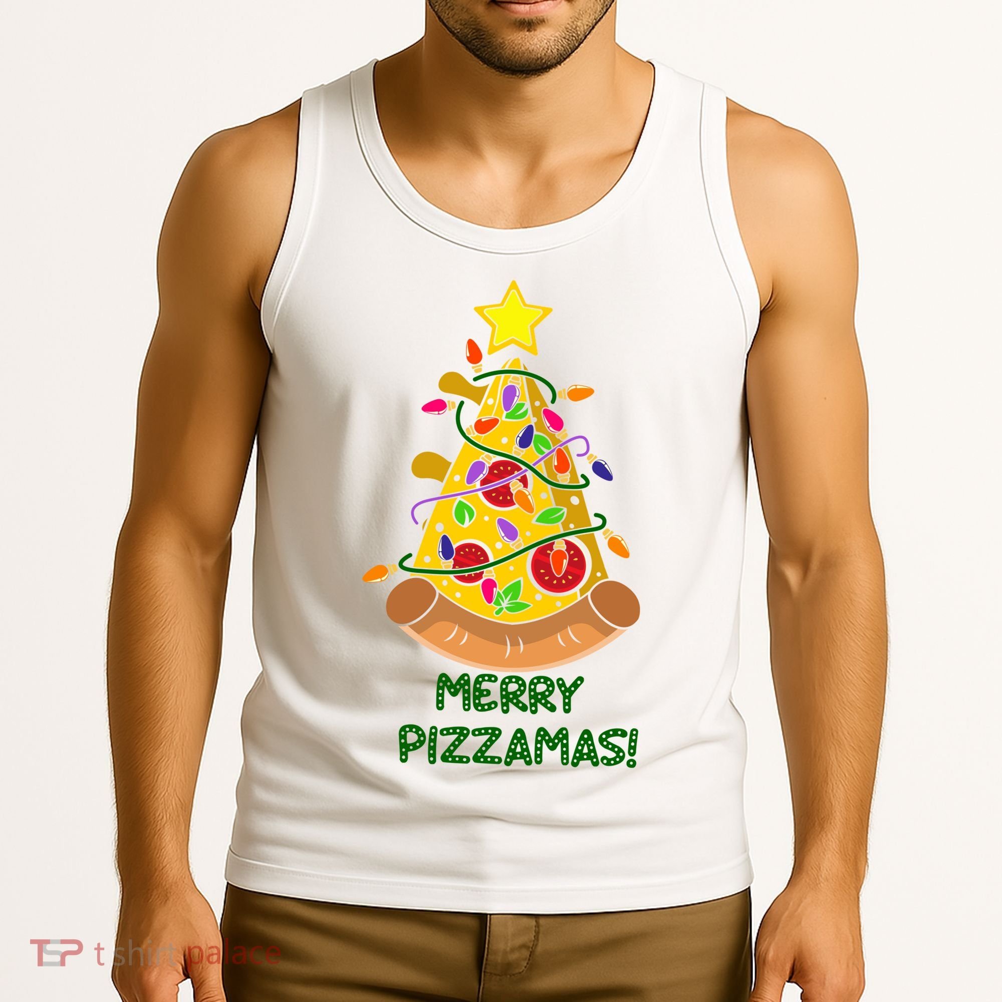 Merry Pizzamas Christmas Pizza Lover Gift Tank Top