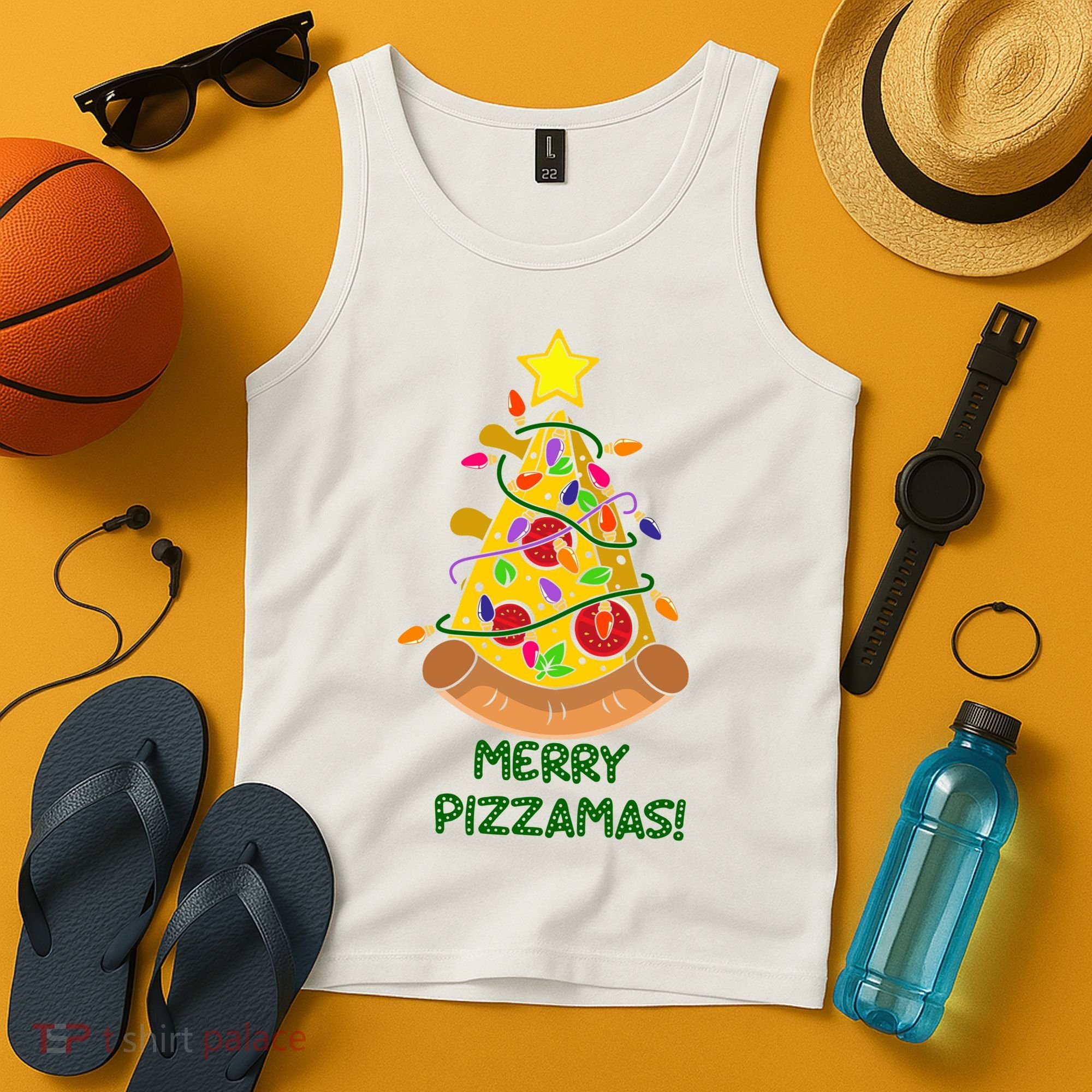 Merry Pizzamas Christmas Pizza Lover Gift Tank Top