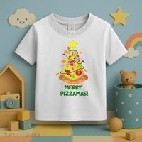 Merry Pizzamas Christmas Pizza Lover Gift Toddler T-Shirt thumb 3