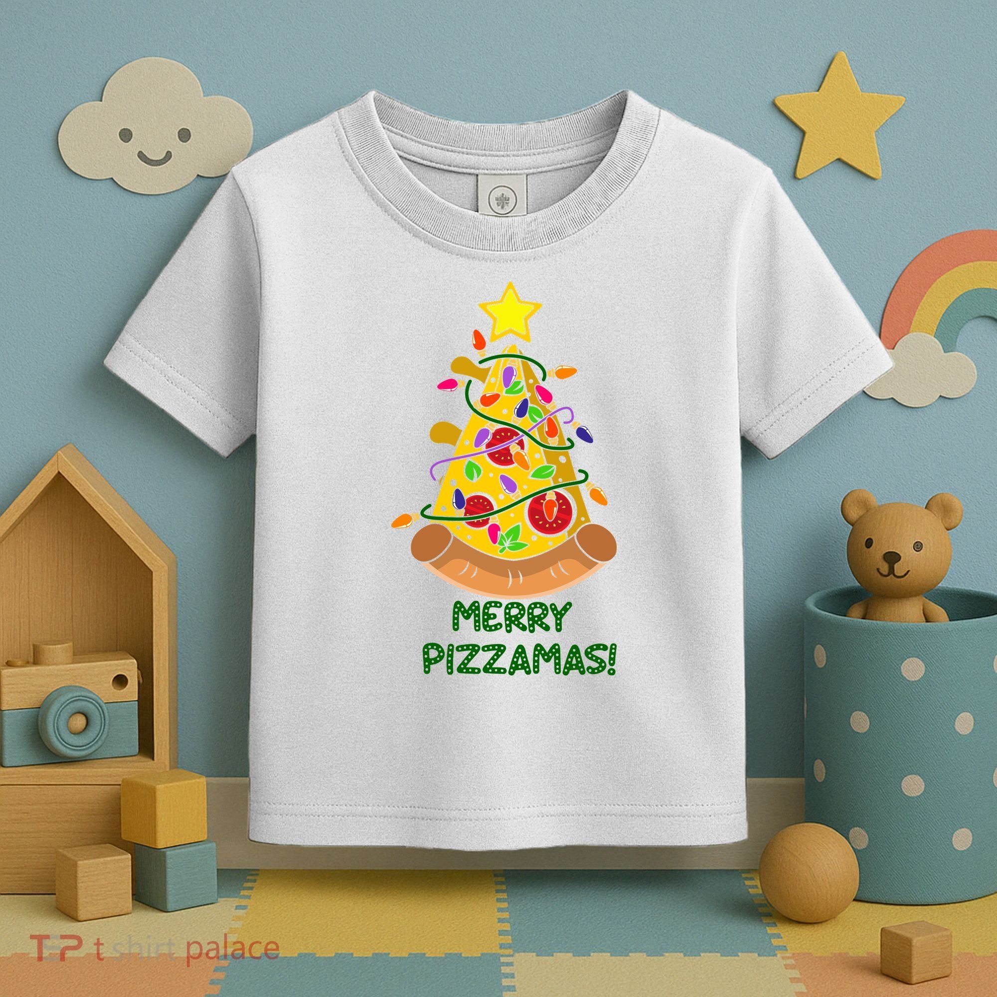 Merry Pizzamas Christmas Pizza Lover Gift Toddler T-Shirt