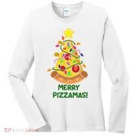 Merry Pizzamas Christmas Pizza Lover Gift Women's Long Sleeve Shirt thumb 0