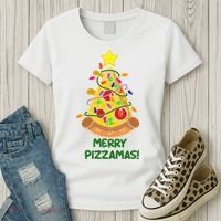 Merry Pizzamas Christmas Pizza Lover Gift Women's T-Shirt thumb 3