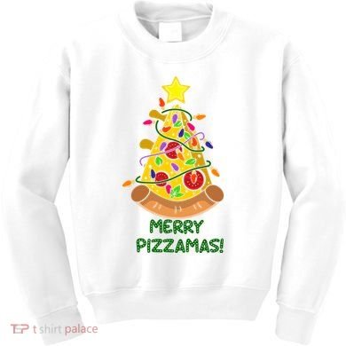Merry Pizzamas Christmas Pizza Lover Gift Kids Sweatshirt