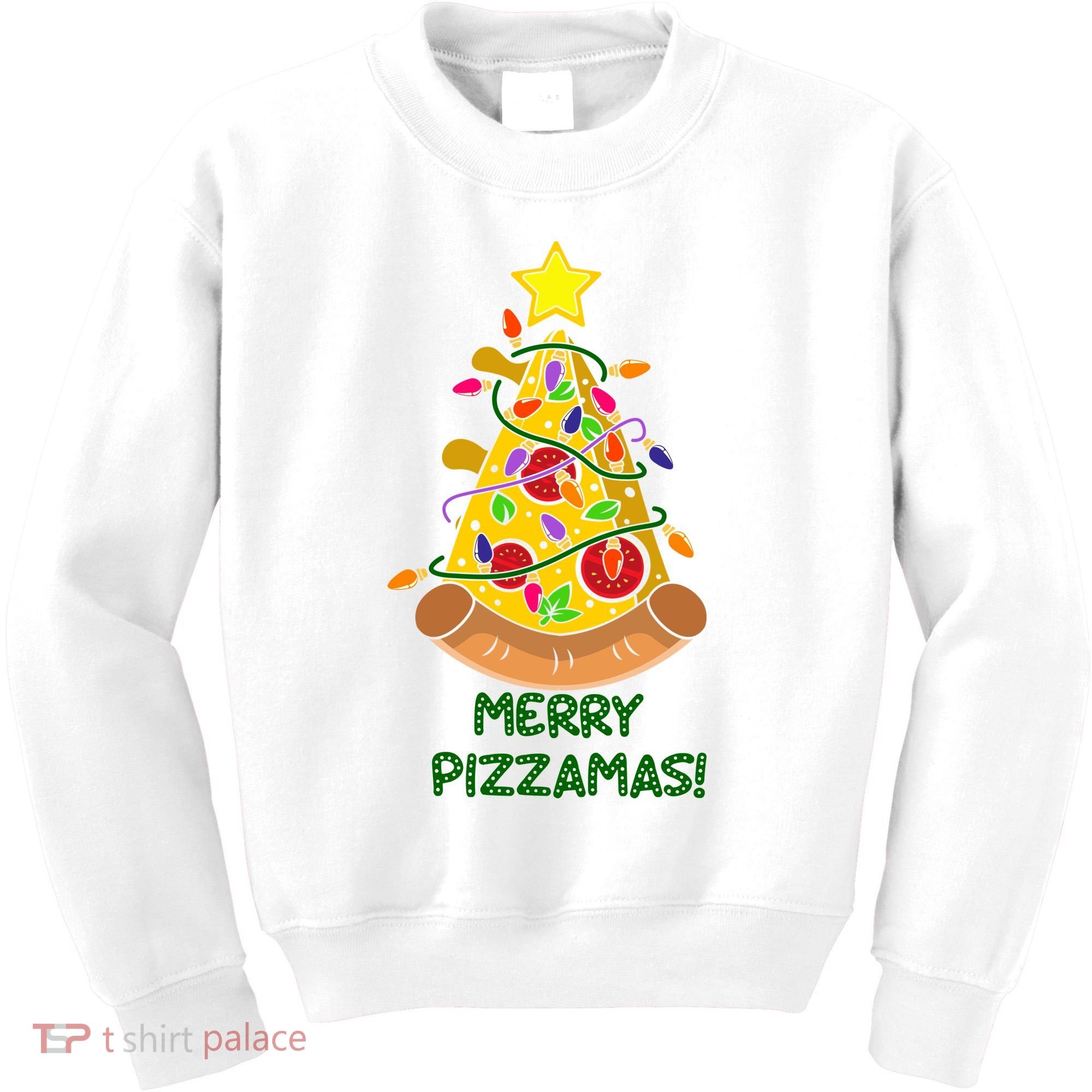 Merry Pizzamas Christmas Pizza Lover Gift Kids Sweatshirt