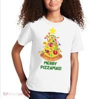 Merry Pizzamas Christmas Pizza Lover Gift Kids T-Shirt thumb 2