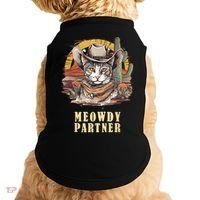 Meowdy Partner Cat Funny Howdy Meme Wild West Cowboy Hat Doggie Tank thumb 0