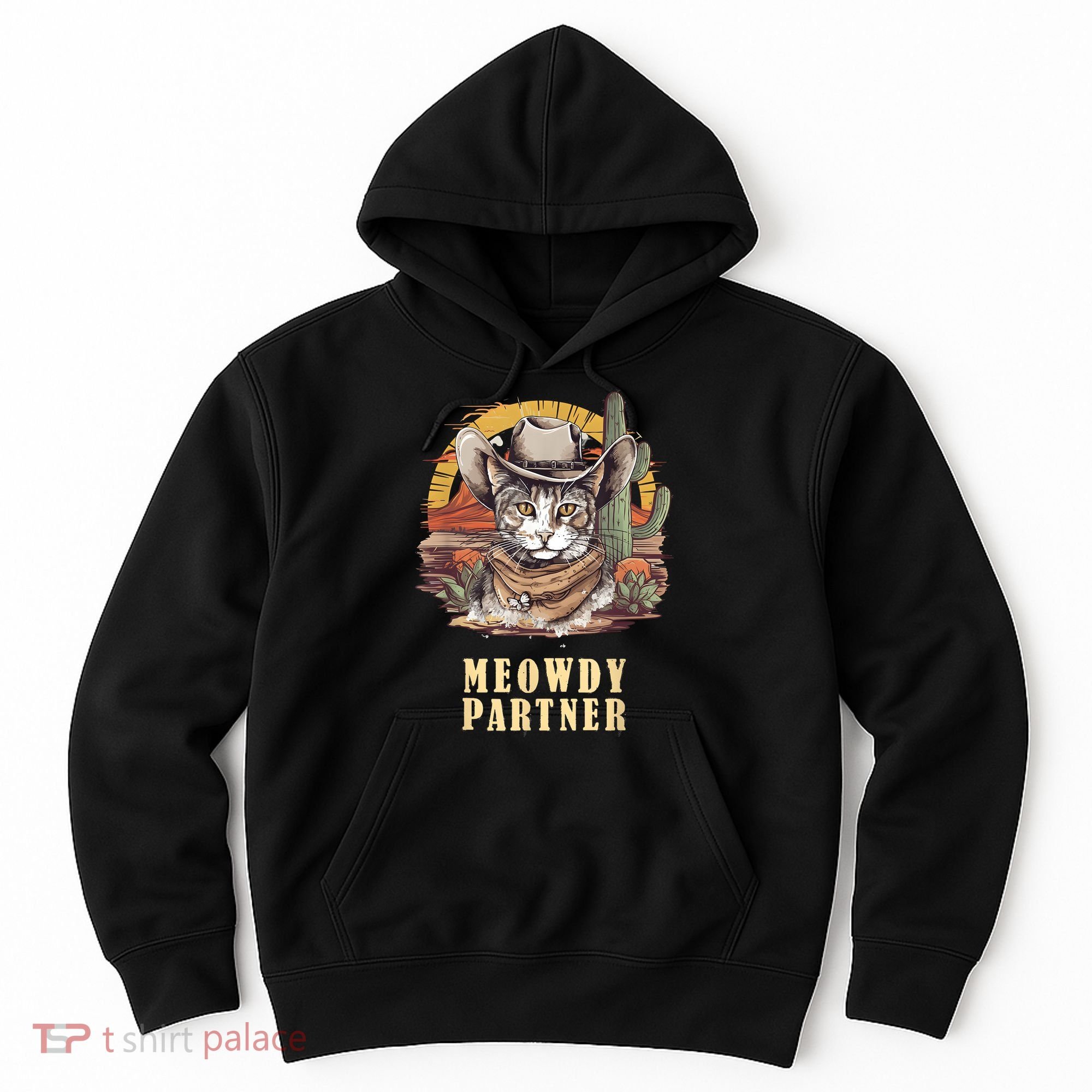 Meowdy Partner Cat Funny Howdy Meme Wild West Cowboy Hat Hoodie