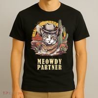 Meowdy Partner Cat Funny Howdy Meme Wild West Cowboy Hat T-Shirt thumb 3