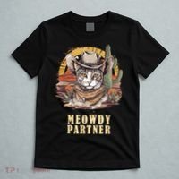 Meowdy Partner Cat Funny Howdy Meme Wild West Cowboy Hat T-Shirt thumb 5