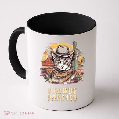 Meowdy Partner Cat Funny Howdy Meme Wild West Cowboy Hat Coffee Mug