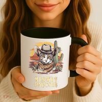Meowdy Partner Cat Funny Howdy Meme Wild West Cowboy Hat Coffee Mug thumb 3