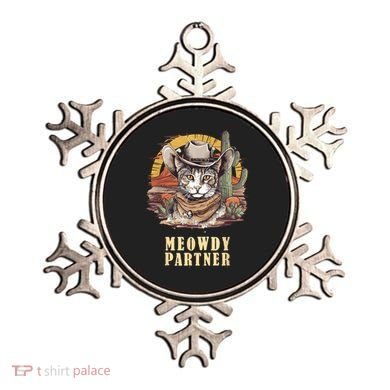 Meowdy Partner Cat Funny Howdy Meme Wild West Cowboy Hat Ornament