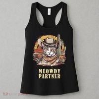 Meowdy Partner Cat Funny Howdy Meme Wild West Cowboy Hat Women's Tank Top thumb 3