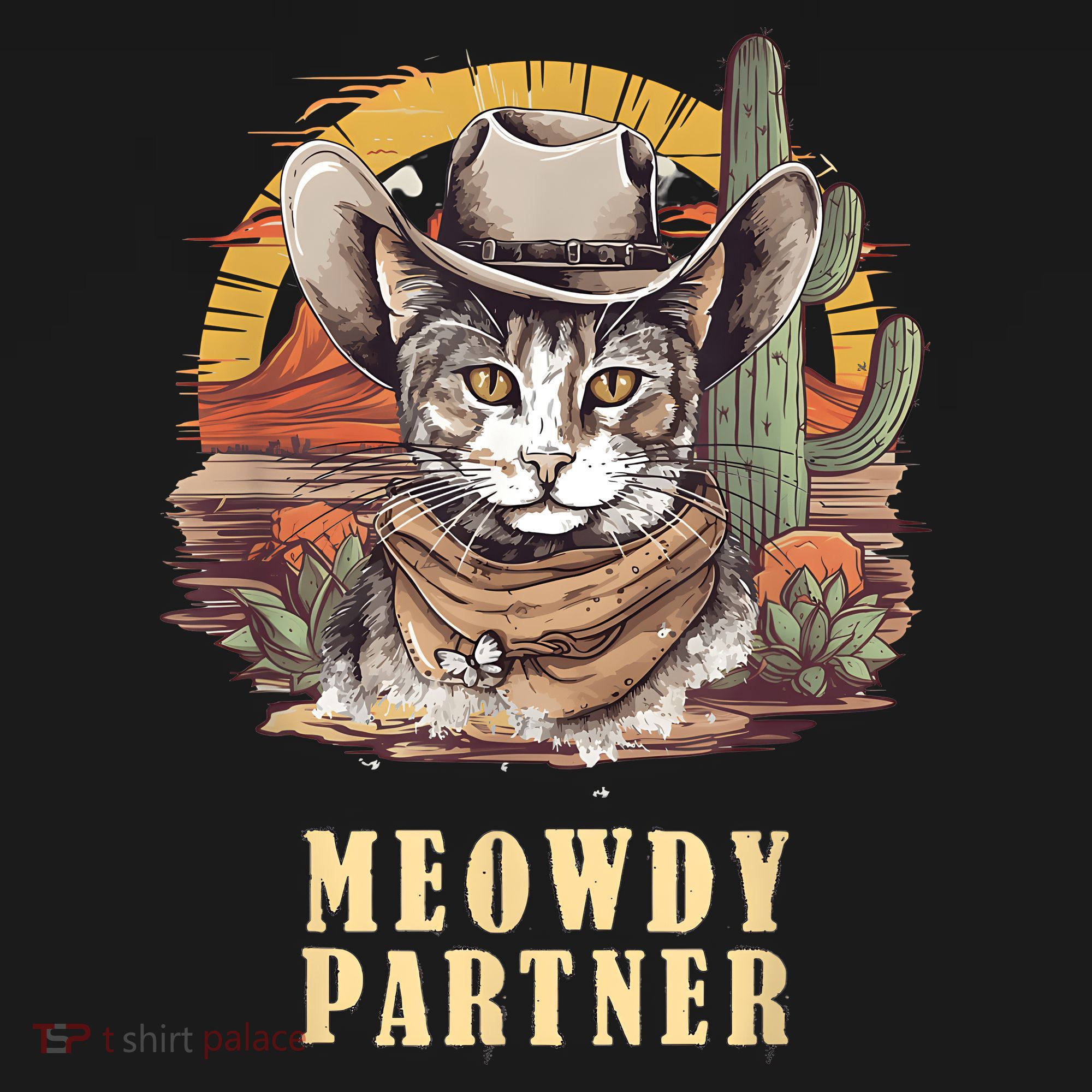 Meowdy Partner Cat Funny Howdy Meme Wild West Cowboy Hat Women's Tank Top