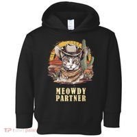 Meowdy Partner Cat Funny Howdy Meme Wild West Cowboy Hat Toddler Hoodie thumb 0