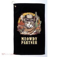 Meowdy Partner Cat Funny Howdy Meme Wild West Cowboy Hat Golf Towel thumb 0