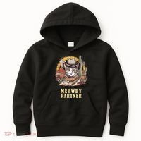 Meowdy Partner Cat Funny Howdy Meme Wild West Cowboy Hat Kids Hoodie thumb 0