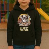 Meowdy Partner Cat Funny Howdy Meme Wild West Cowboy Hat Kids Hoodie thumb 3