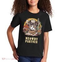 Meowdy Partner Cat Funny Howdy Meme Wild West Cowboy Hat Kids T-Shirt thumb 2