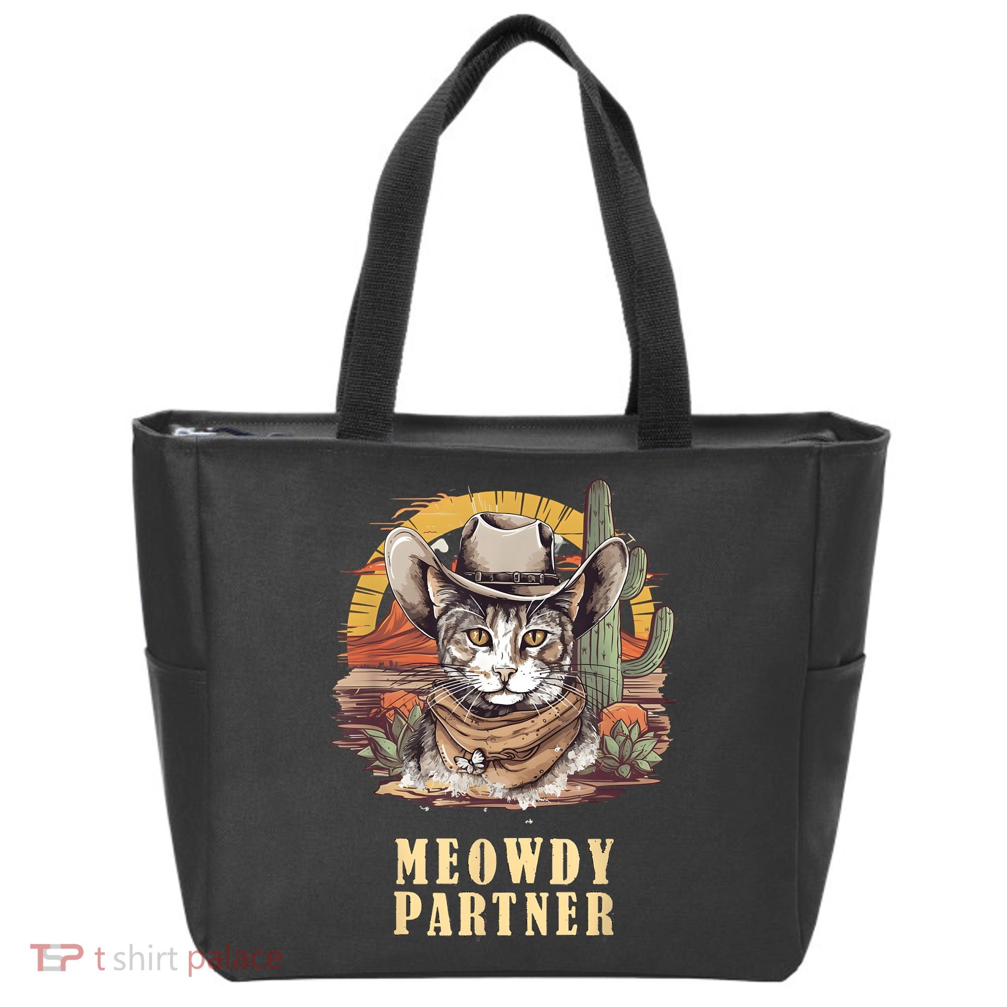 Meowdy Partner Cat Funny Howdy Meme Wild West Cowboy Hat Tote Bag