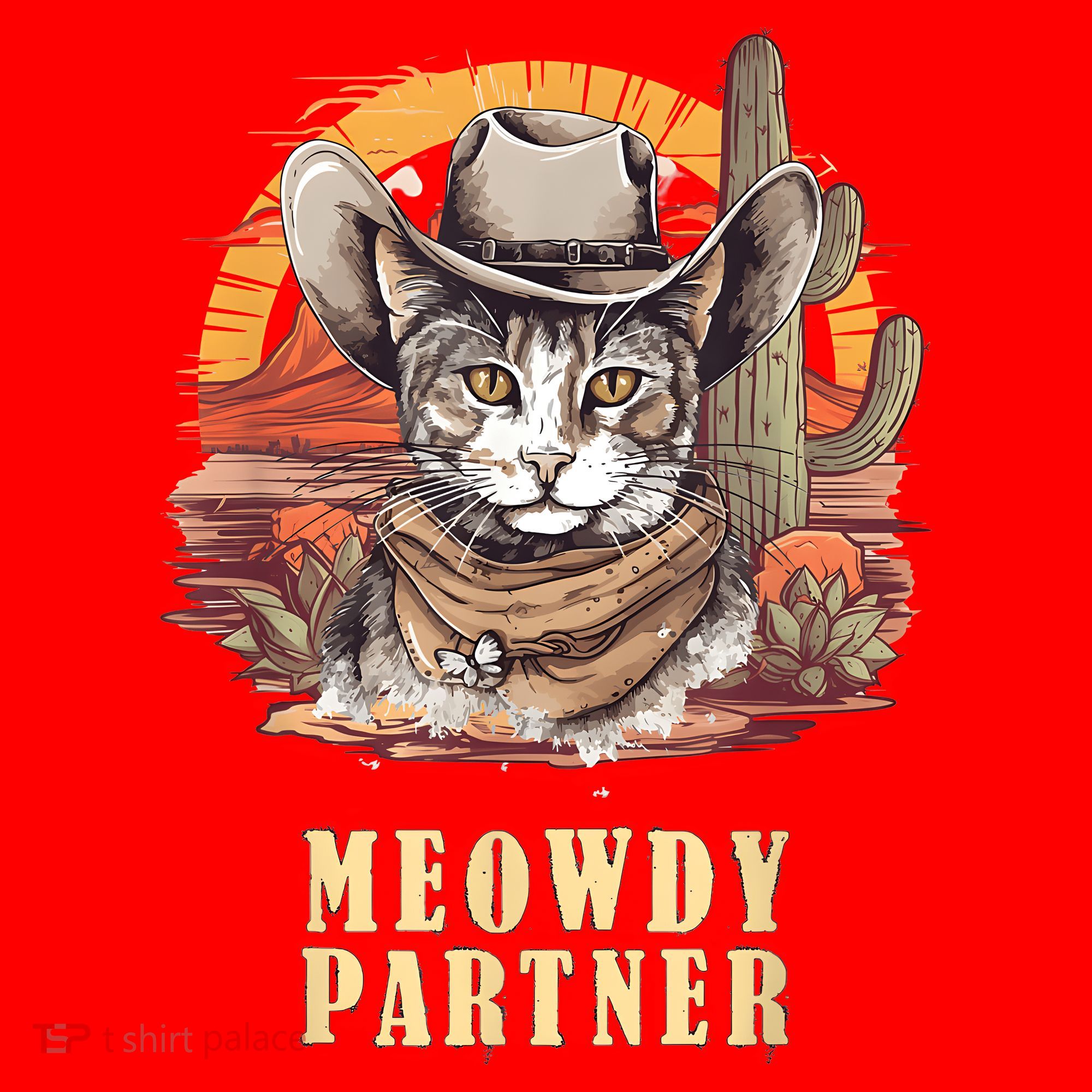 Meowdy Partner Cat Funny Howdy Meme Wild West Cowboy Hat Santa Hat
