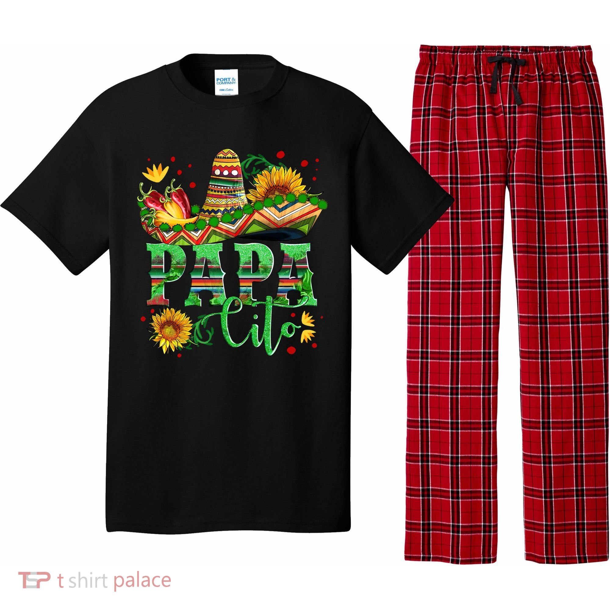 Mexican Papa Cito Flower Sunhat Cute Gift Pajama Set
