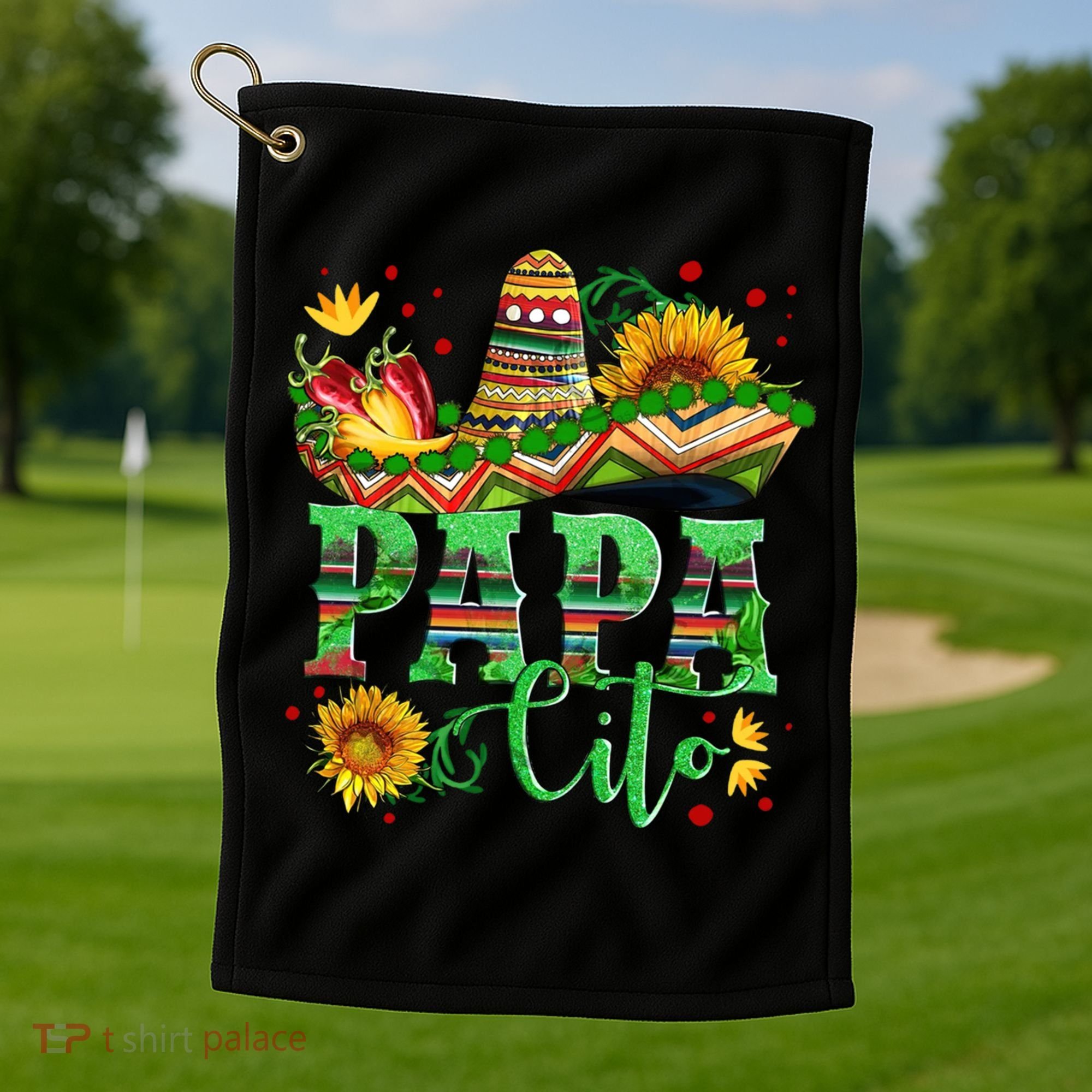 Mexican Papa Cito Flower Sunhat Cute Gift Golf Towel