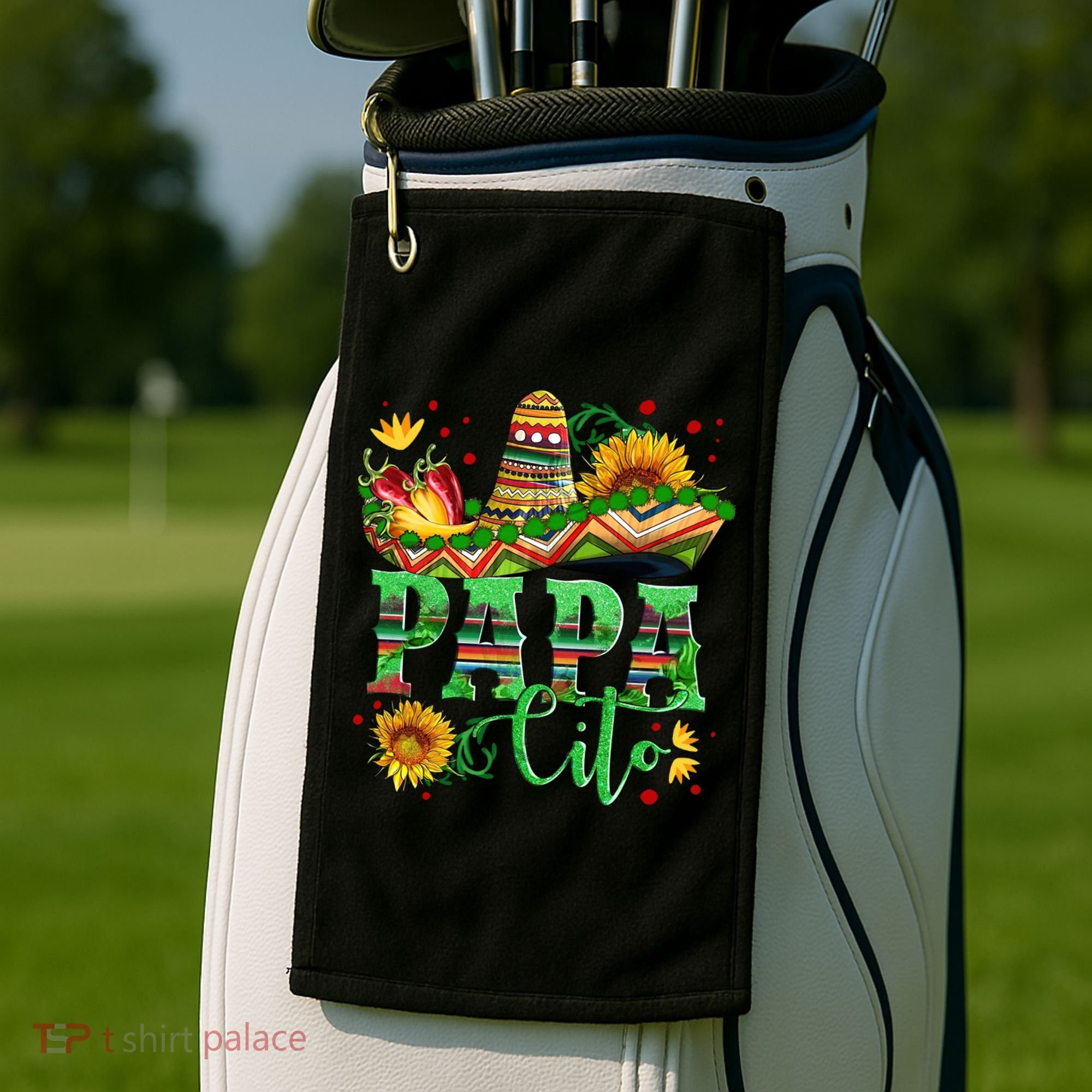 Mexican Papa Cito Flower Sunhat Cute Gift Golf Towel
