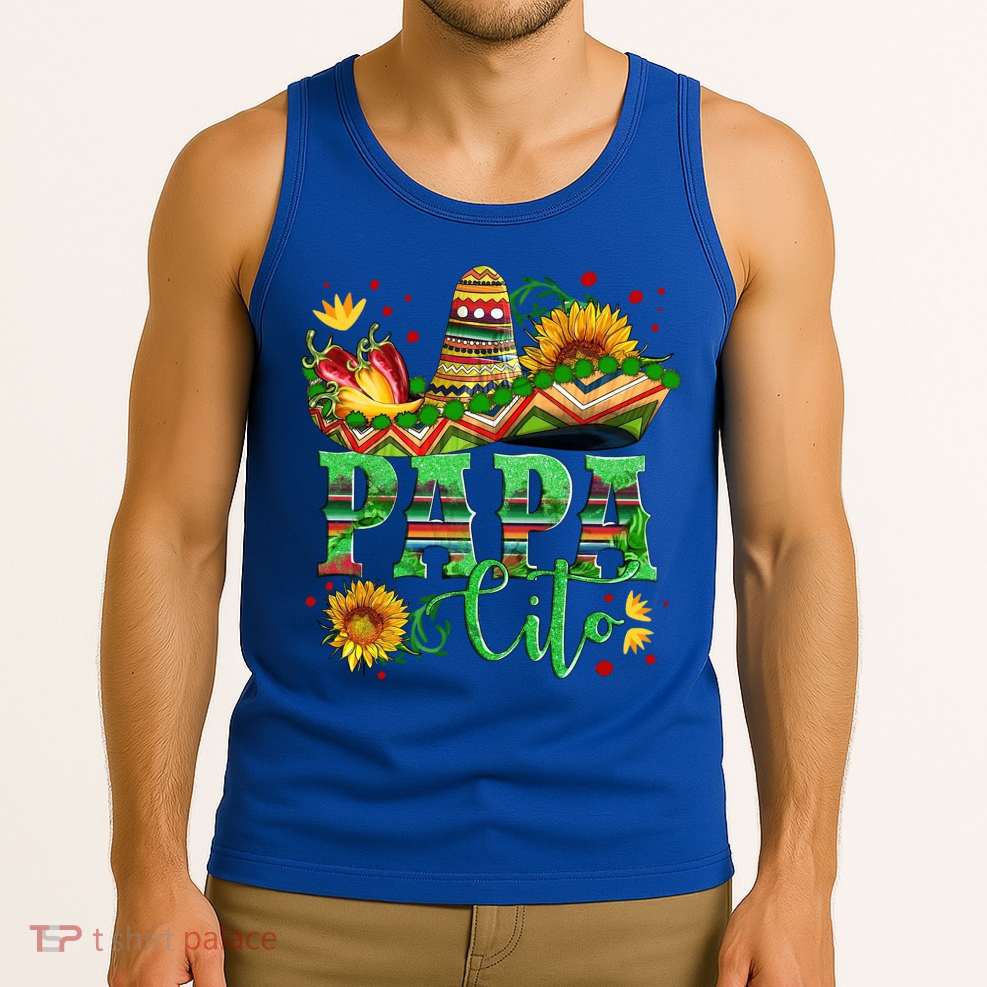 Mexican Papa Cito Flower Sunhat Cute Gift Tank Top