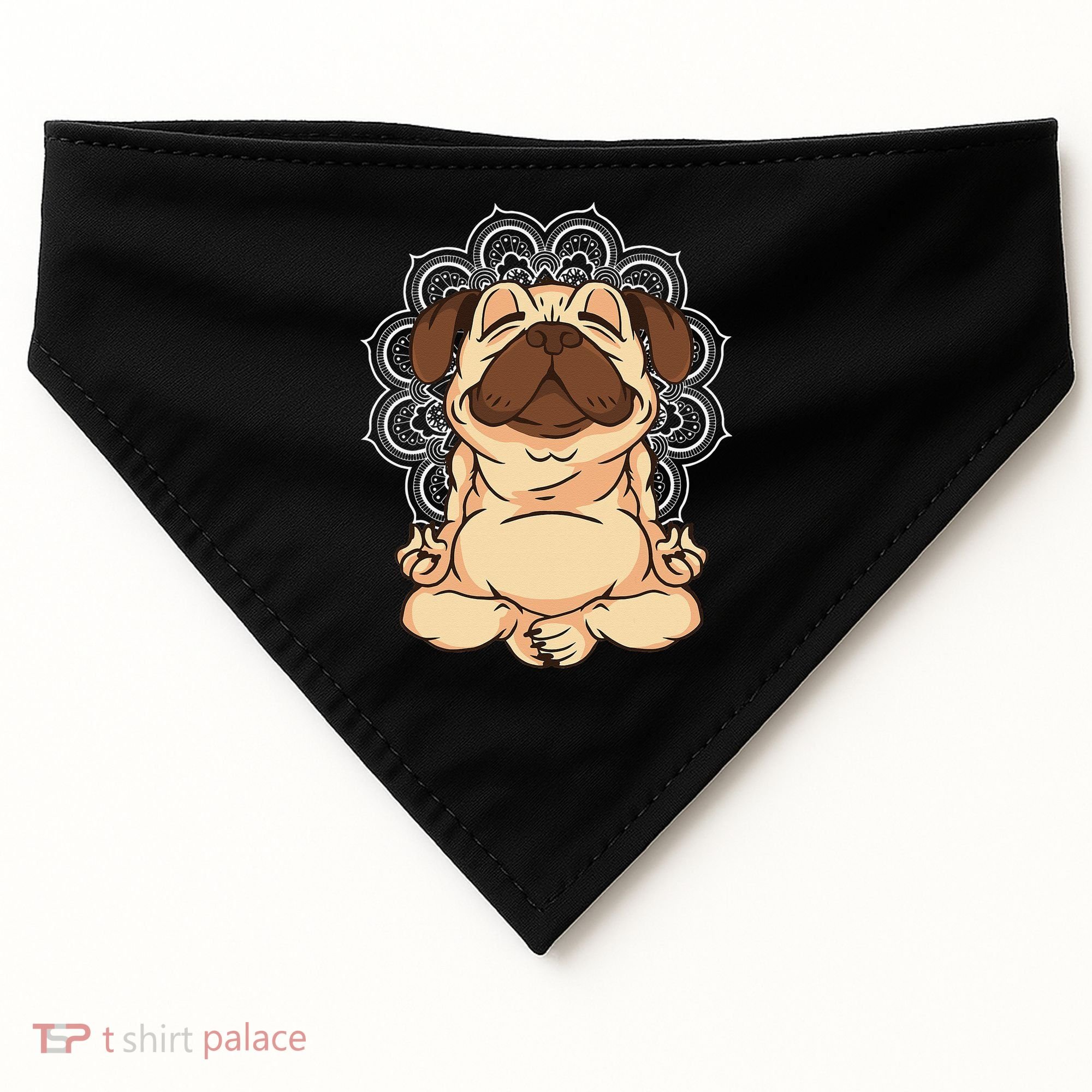 Meditation Pug Dog Buddha Zen Yoga Lover Funny Buddhist USA-Made Doggie Bandana
