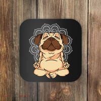 Meditation Pug Dog Buddha Zen Yoga Lover Funny Buddhist Coaster thumb 0