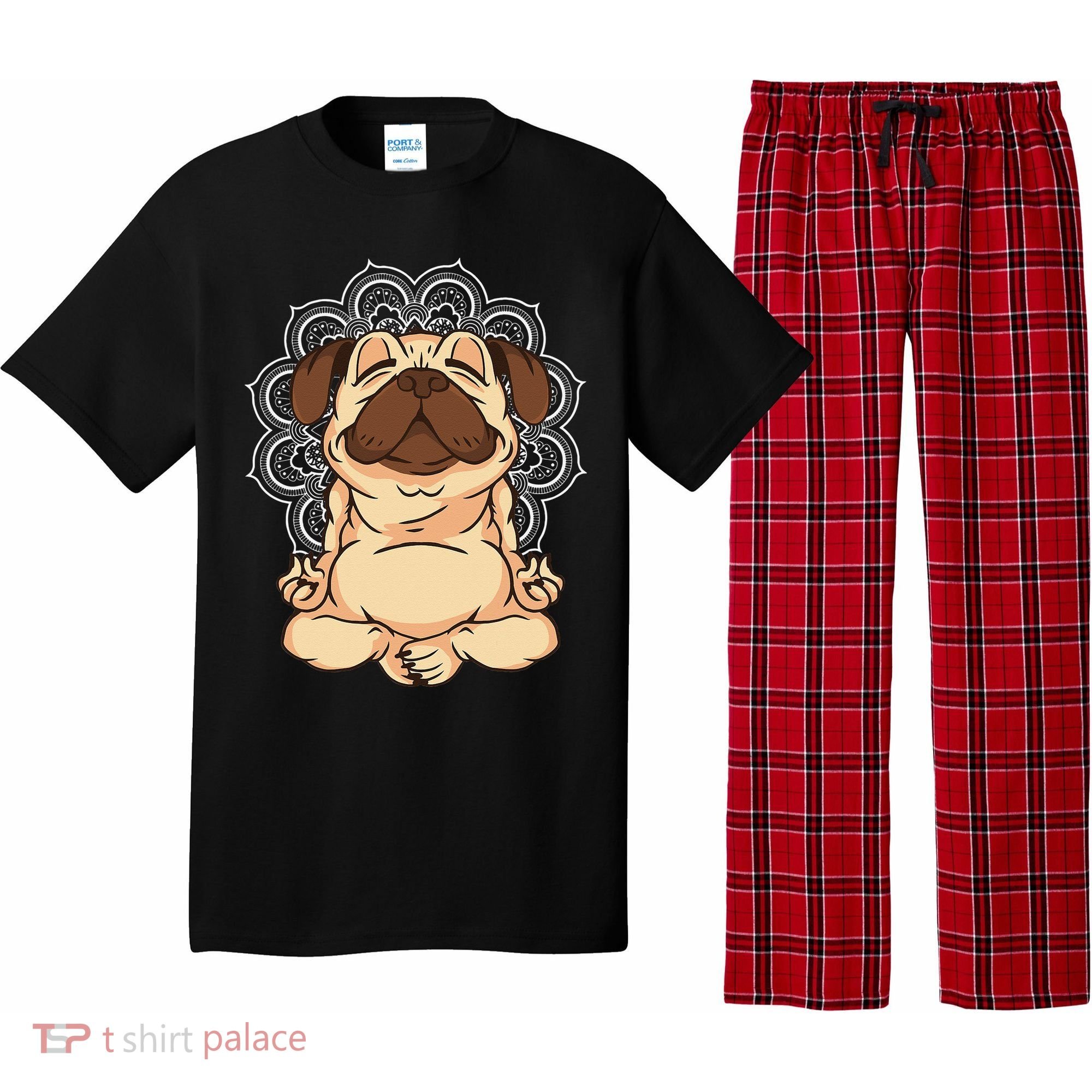 Meditation Pug Dog Buddha Zen Yoga Lover Funny Buddhist Pajama Set