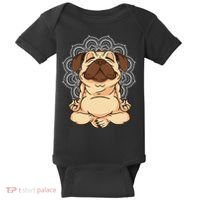 Meditation Pug Dog Buddha Zen Yoga Lover Funny Buddhist Baby Bodysuit thumb 0