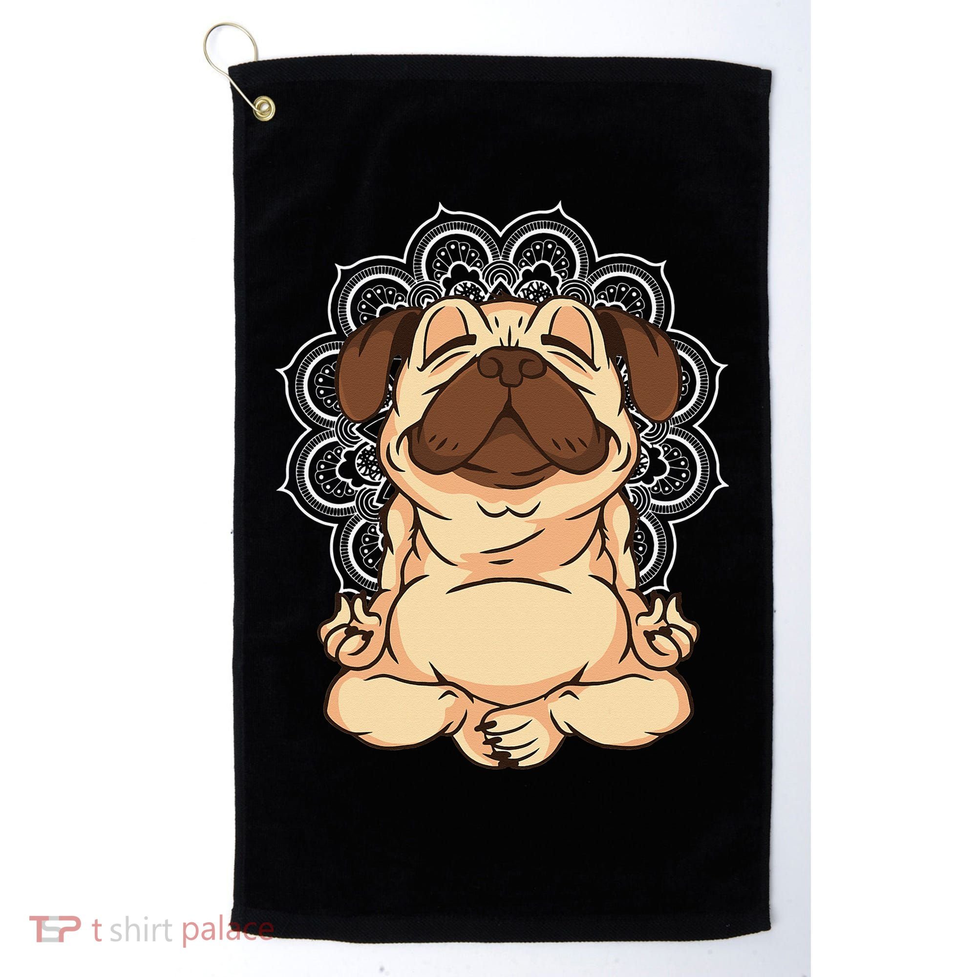 Meditation Pug Dog Buddha Zen Yoga Lover Funny Buddhist Golf Towel