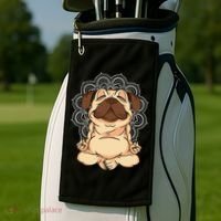 Meditation Pug Dog Buddha Zen Yoga Lover Funny Buddhist Golf Towel thumb 2