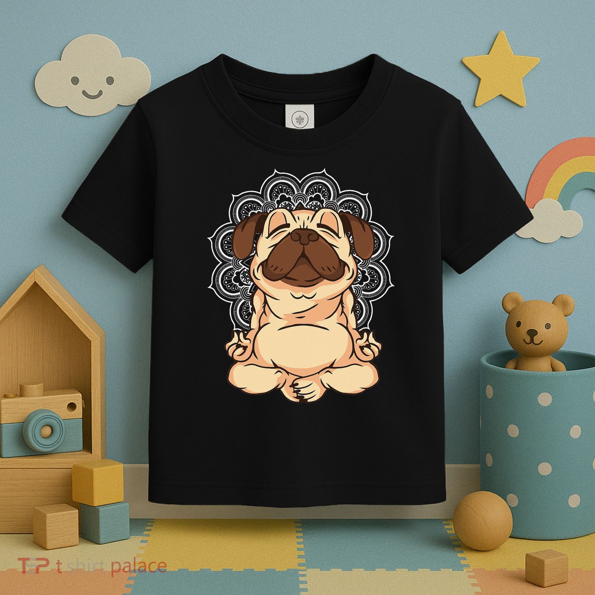 Meditation Pug Dog Buddha Zen Yoga Lover Funny Buddhist Toddler T-Shirt