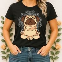 Meditation Pug Dog Buddha Zen Yoga Lover Funny Buddhist Women's T-Shirt thumb 2