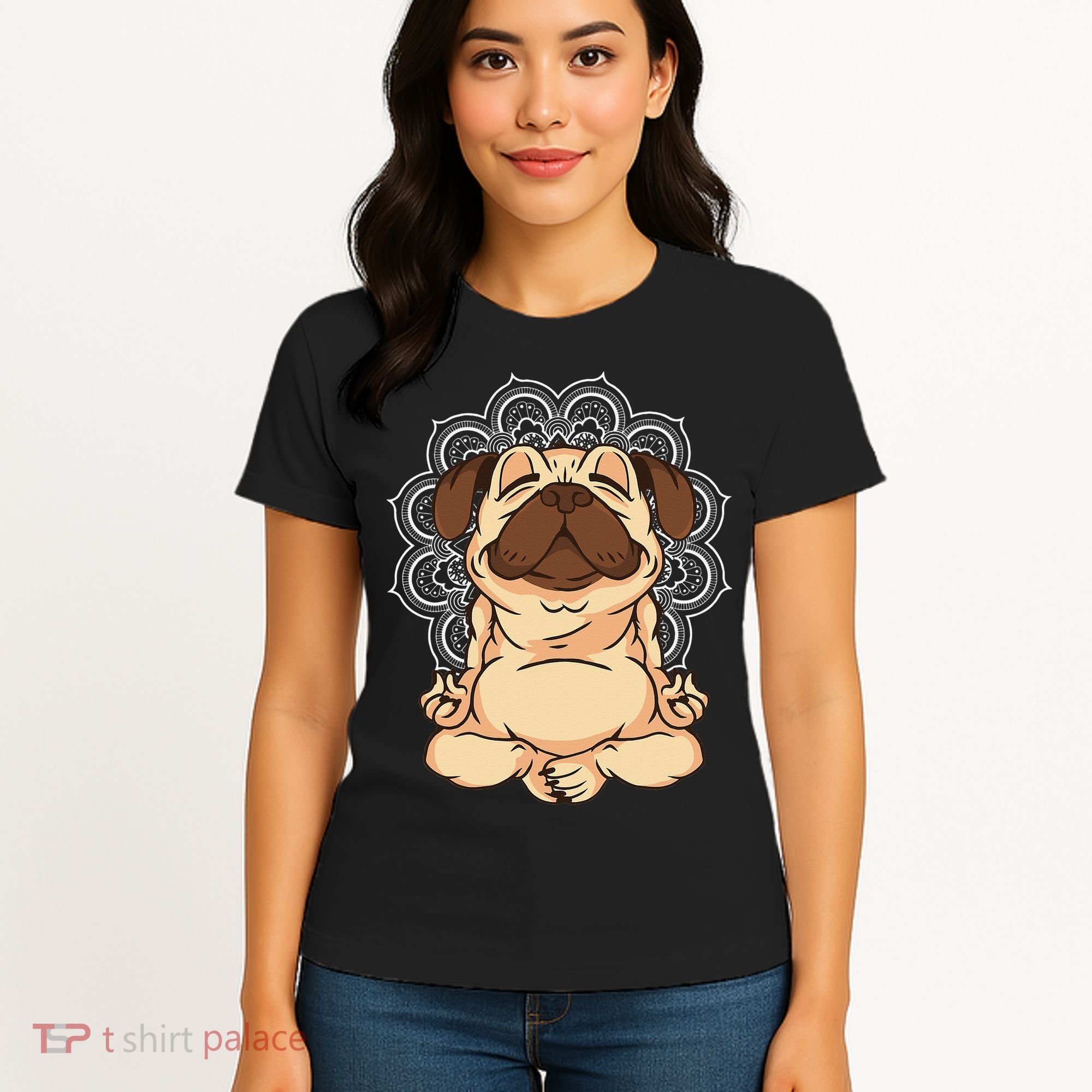Meditation Pug Dog Buddha Zen Yoga Lover Funny Buddhist Women's T-Shirt