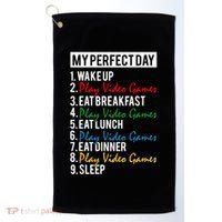 My Perfect Day Play Video Games Gaming Humor Funny Gamer Gift Golf Towel thumb 0