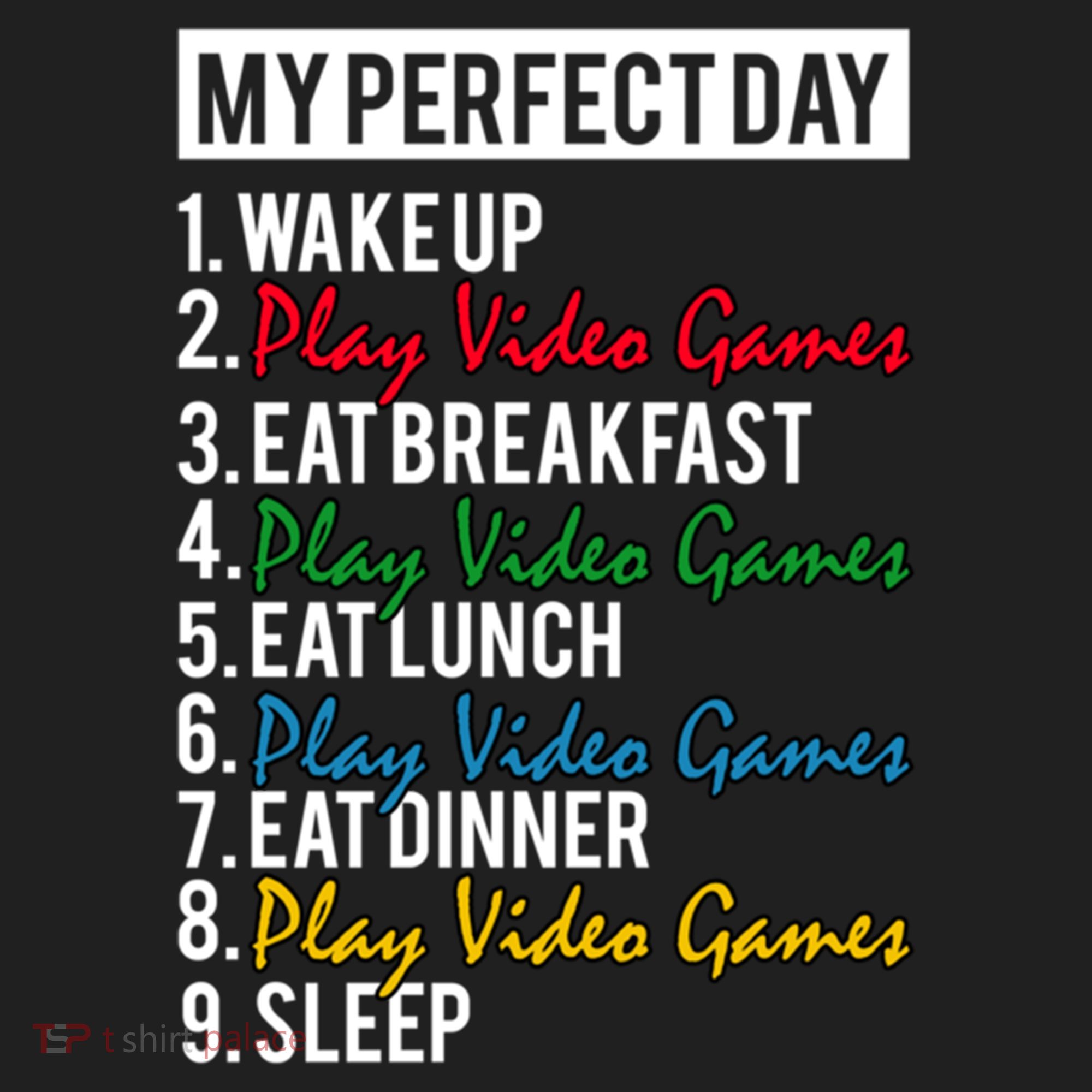 My Perfect Day Play Video Games Gaming Humor Funny Gamer Gift Golf Towel