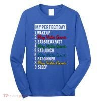 My Perfect Day Play Video Games Gaming Humor Funny Gamer Gift Long Sleeve Shirt thumb 0