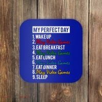 My Perfect Day Play Video Games Gaming Humor Funny Gamer Gift Coaster thumb 0