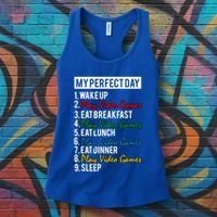 My Perfect Day Play Video Games Gaming Humor Funny Gamer Gift Women's Tank Top thumb 3