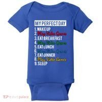 My Perfect Day Play Video Games Gaming Humor Funny Gamer Gift Baby Bodysuit thumb 0