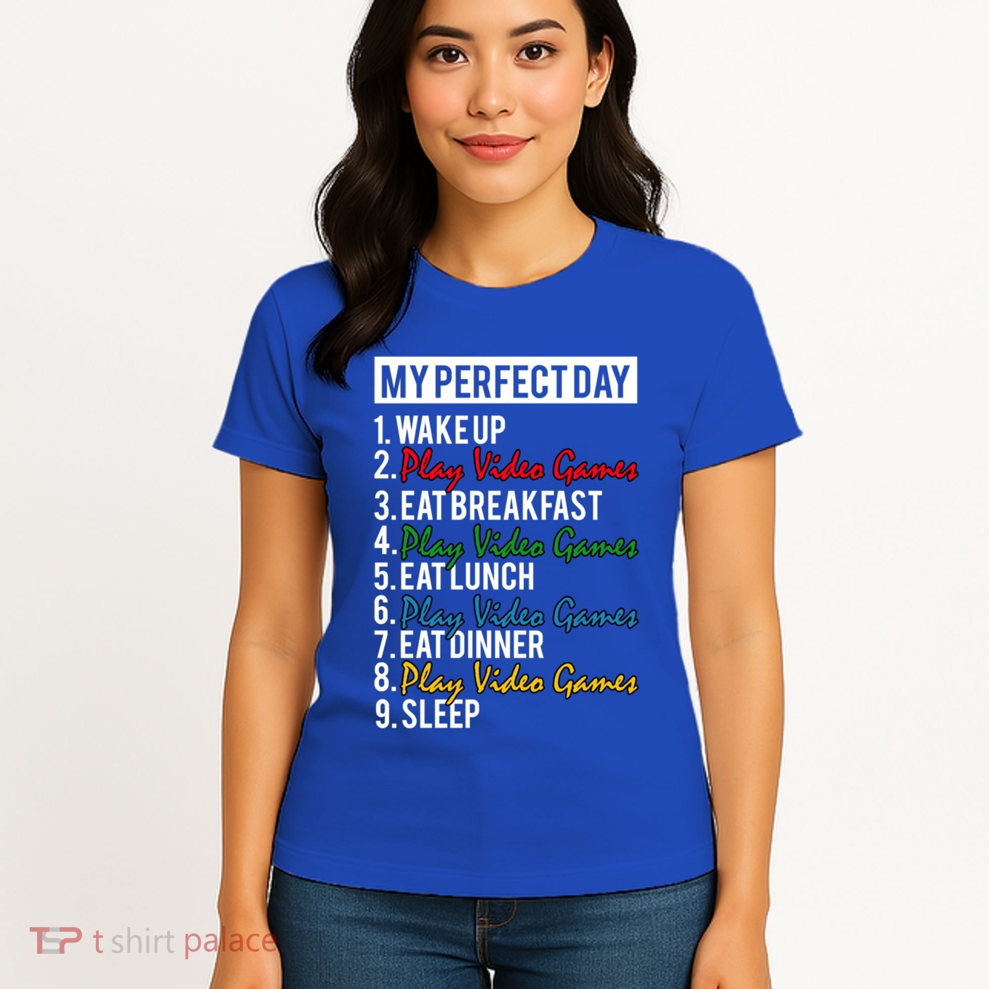 My Perfect Day Play Video Games Gaming Humor Funny Gamer Gift Women's T-Shirt