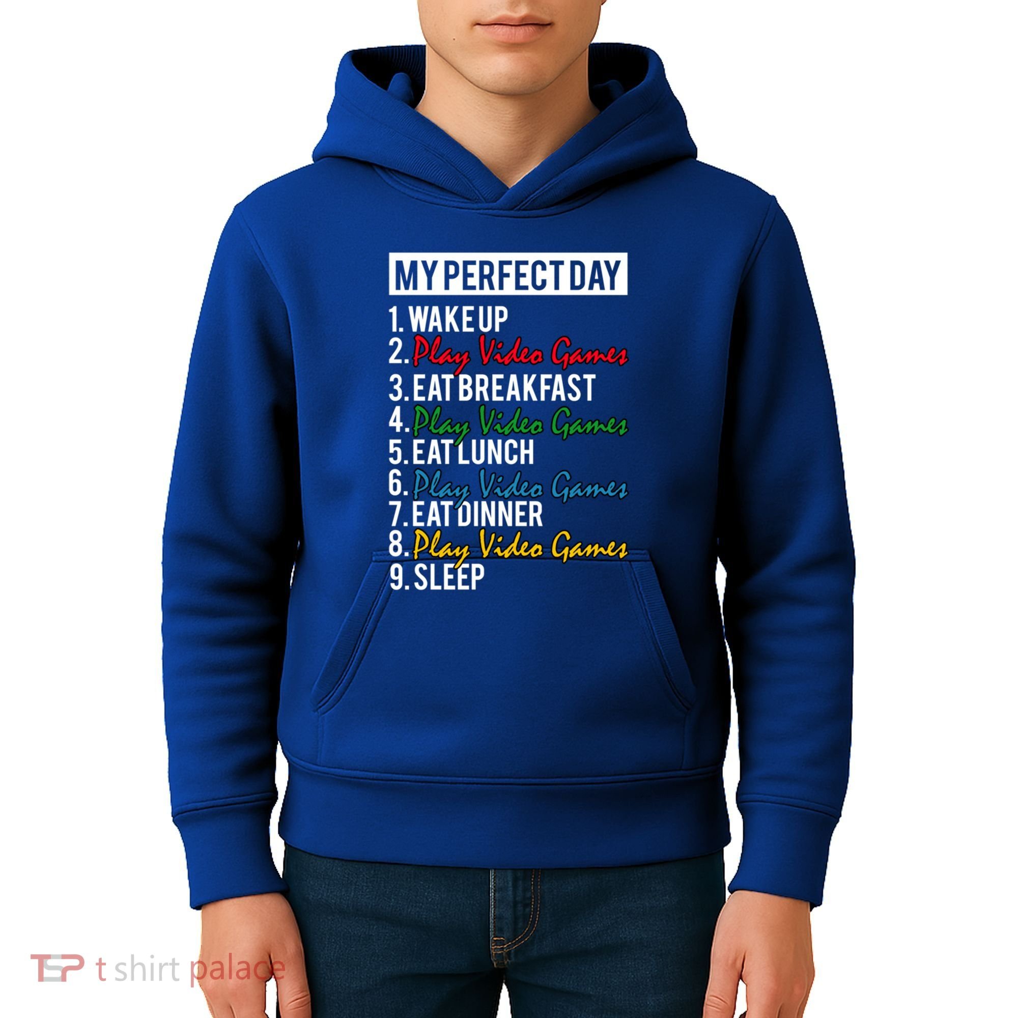 My Perfect Day Play Video Games Gaming Humor Funny Gamer Gift Kids Hoodie