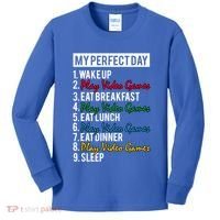 My Perfect Day Play Video Games Gaming Humor Funny Gamer Gift Kids Long Sleeve Shirt thumb 0