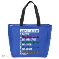 My Perfect Day Play Video Games Gaming Humor Funny Gamer Gift Tote Bag thumb 0