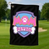 Mom Patrol Dog Mom Dad Funny Gift Birthday Party Golf Towel thumb 1